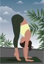 A girl doing yoga in nature stands in the Tadasana pose Royalty Free Stock Photo